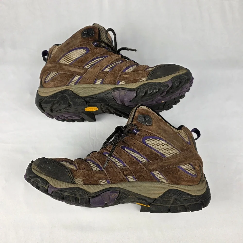 Merrell Womens Hiking Boots Waterproof Bracken Purple Size 8.5‎ Vibram Sole